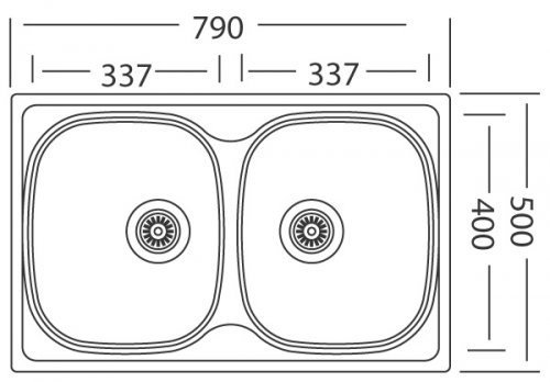 Sinks CLASSIC 790 DUO V 0,8mm leštěný (CLASSIC-790.500.2-draw.jpg)
