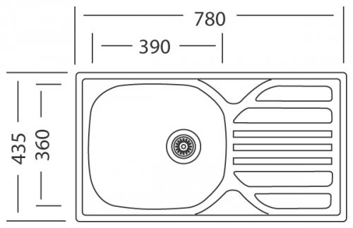 Sinks COMPACT 780 V 0,5mm matný (COMPACT-780.435-draw.jpg)